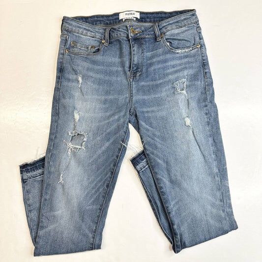 Pistola Audrey Crop Skinny Jeans Sz 30 Denim Blue Ankle Jean Distressed Holes