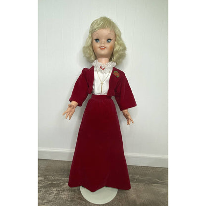 Walt Disney Productions 1960’s Uneeda Pollyanna 32” Doll w/ Red Velvet Outfit