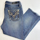 Vigoss Heritage Fit Capri Womens 8 Midrise Denim Crop Jeans Rhinestones Fray