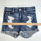 American Eagle Hi-Rise Shortie 8 Next Level Stretch Denim Jean Distressed EUC