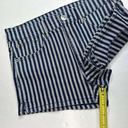 American Eagle Hi-Rise Shortie 6 Next Level Stretch Denim Jean Blue/White Stripe