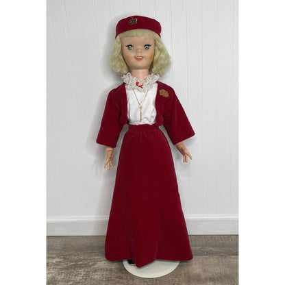 Walt Disney Productions 1960’s Uneeda Pollyanna 32” Doll w/ Red Velvet Outfit