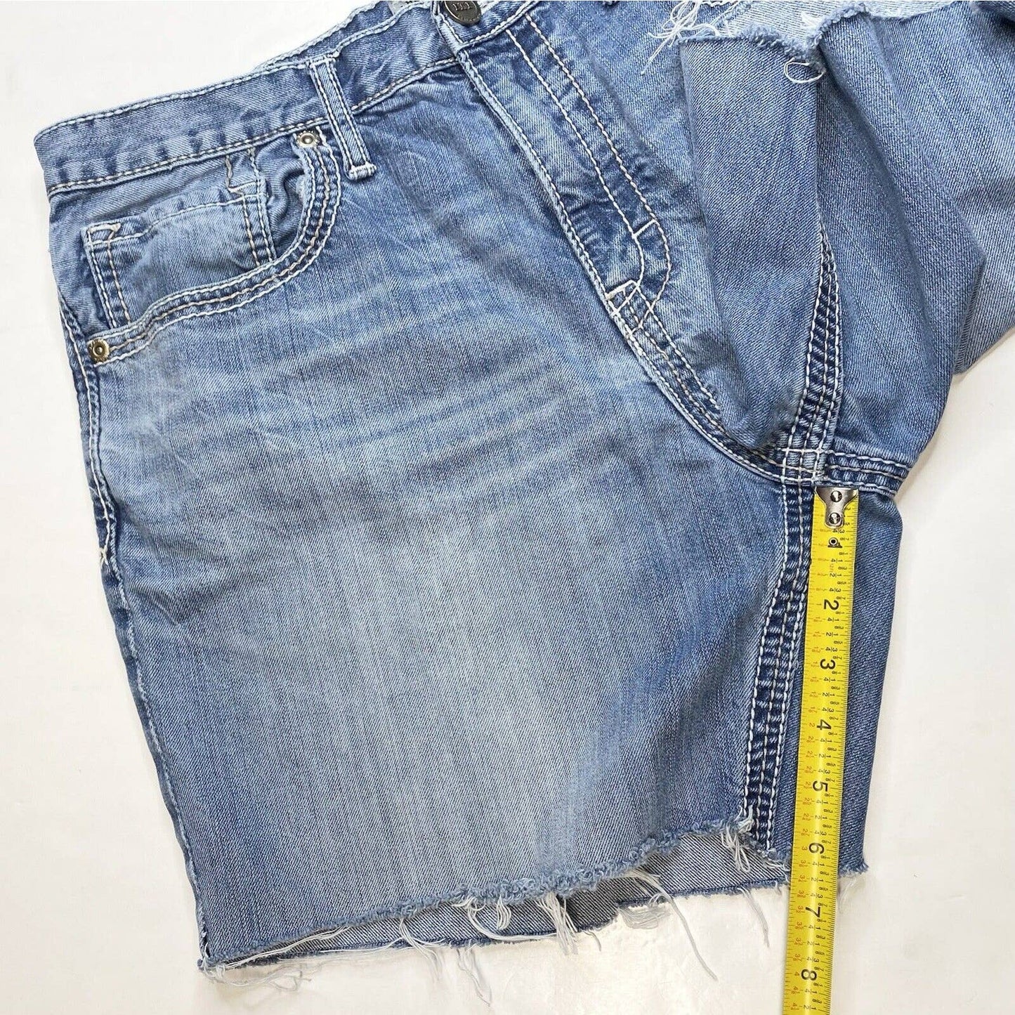 BKE Buckle Seth Cut Off Shorts Mens 36 Denim Blue Jean Short Distress Light Wash